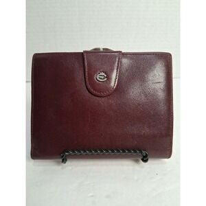 Vtg Creation Esquire West Germany Leather Bifold Wallet Burgundy Brown Kiss Lock